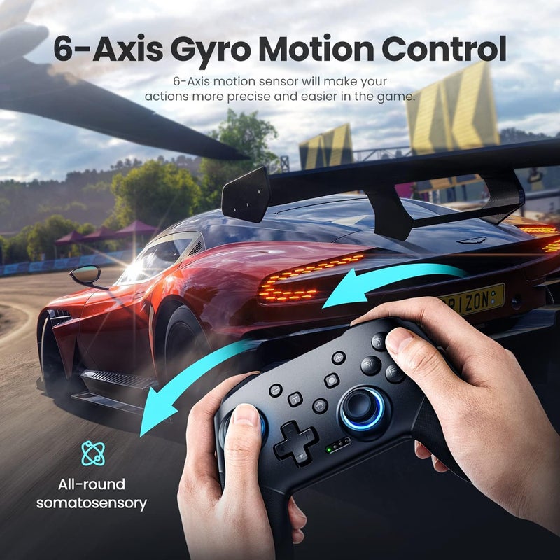 VOYEE Switch Controller Wireless, Pro Controllers Compatible with Switch/Lite/OLED/PC, One-Key Pairing Gamepad with 9-Color RGB LEDs 1000mAh Battery 6-Axis Motion Wake Up Function - Image 3